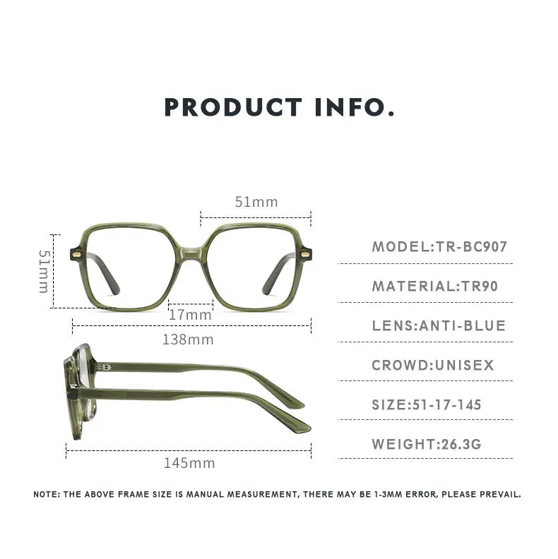 KANSEPT Women's Eyepieces for Reading Glasses Square Lunette Myopia Woman Eyeglasses Blue Light Graduated Lenses to Read Eyewear