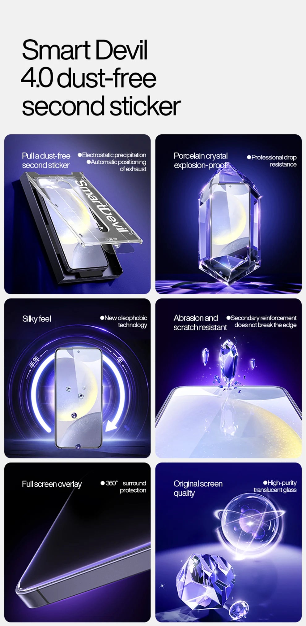 SmartDevil Dust-free Tempered Glass Film for Samsung S25 Ultra HD Clear Screen Protector for Samsung S25 S24 Anti-fingerprint