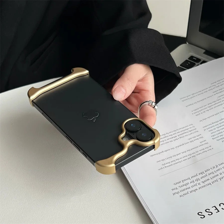 Arc Case Luxury Aluminum Metal Bumper Phone Pulse Case For IPhone13 14 15 16 17 Air Pro Max 16Pro Plus Lightweight Phone Cover