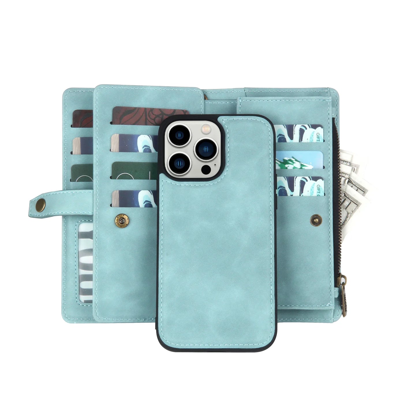 Detachable Magnetic Leather Case For Samsung Galaxy A73 A71 A54 A53 A52 A51 A34 A33 A15 A55 A35 Zipper Wallet Cards Holder Cover