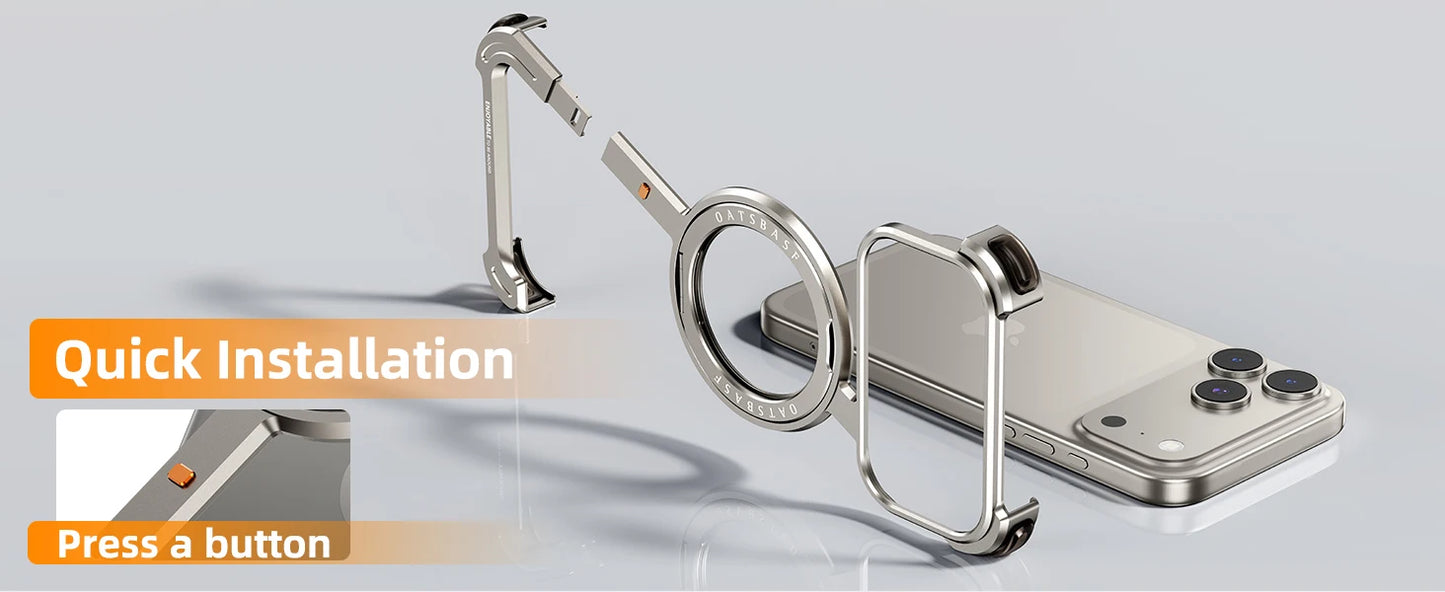 Eary Z Case for iPhone 17 Pro Max Air Phone Case Frameless with 360°Rotation Magnetic Stand Magsafe Shockproof Protective Cover