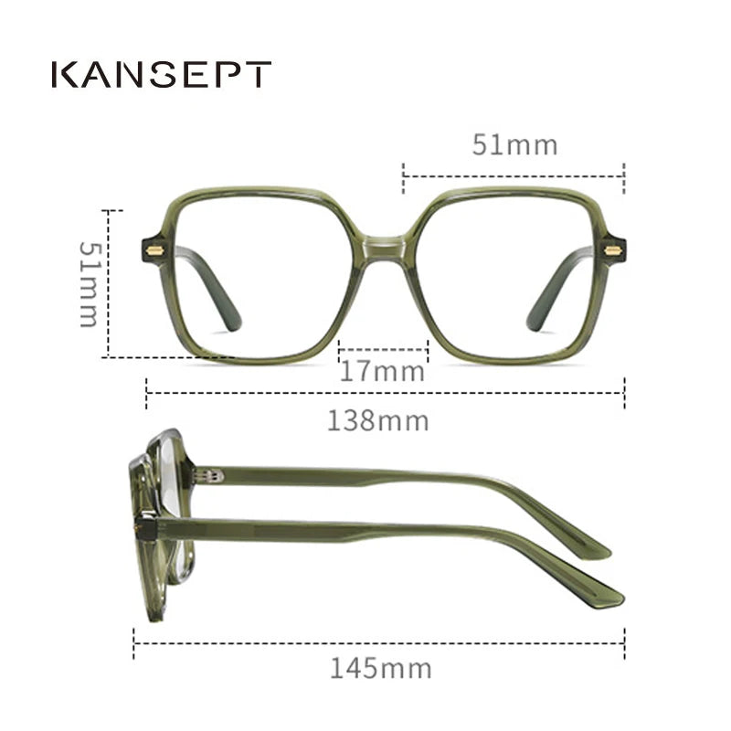 KANSEPT Women's Eyepieces for Reading Glasses Square Lunette Myopia Woman Eyeglasses Blue Light Graduated Lenses to Read Eyewear