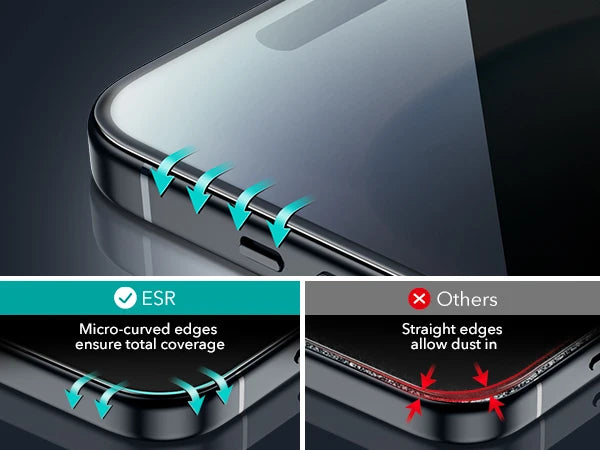 ESR Tempered-Glass Screen Protector iPhone 13/14/15/16/17 Pro Max HD Clear Anti-spy Screen Firm For iPhone 17Air&16/15 Plus&16e