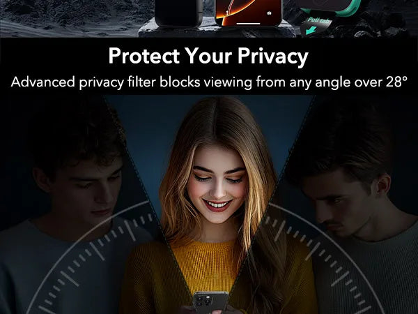 ESR 3 Pack Privacy Screen Protector for iPhone 15/14/16 Pro Max Military Grade Anti-spy Tempered Glass Film iPhone 16e/16 Plus