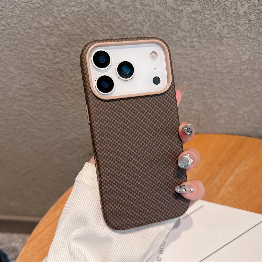 For Magsafe Magnetic Wireless Charging Luxury Solid Color Carbon Fiber Phone Case For iPhone 17 Pro Max 17 Air Bumper Back Cover