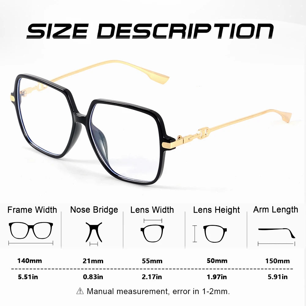 CRIXALIS Luxury Prescription Custom Glasses Women Oversized Reading Spectacle Frames Anti Blue Light Photochromic Lenses UV400