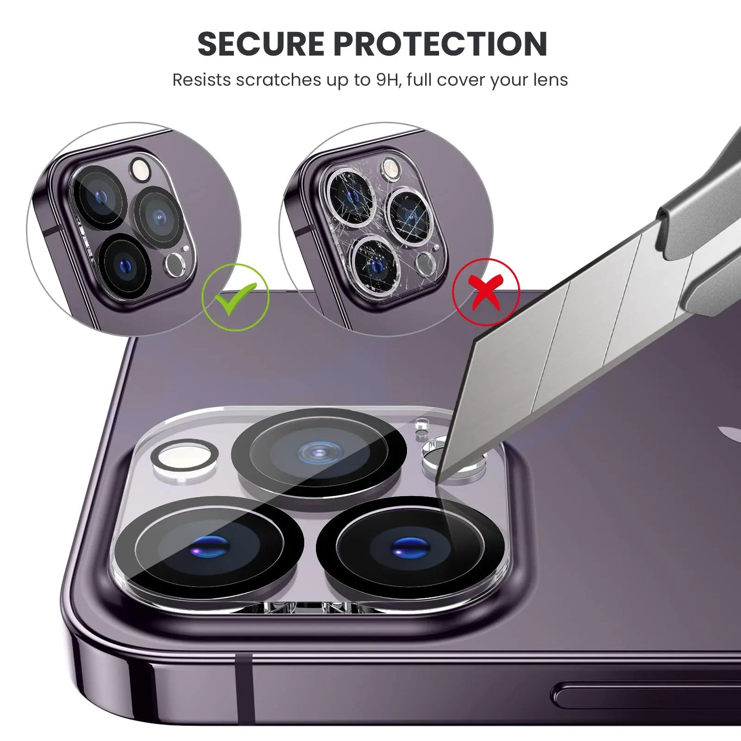 3D Camera Lens Protector for iPhone 16 15 14 Pro Max & iPhone 14 16 Plus 13 12 Pro 6.1 inch 11 mini Ultra HD Not Affect Night