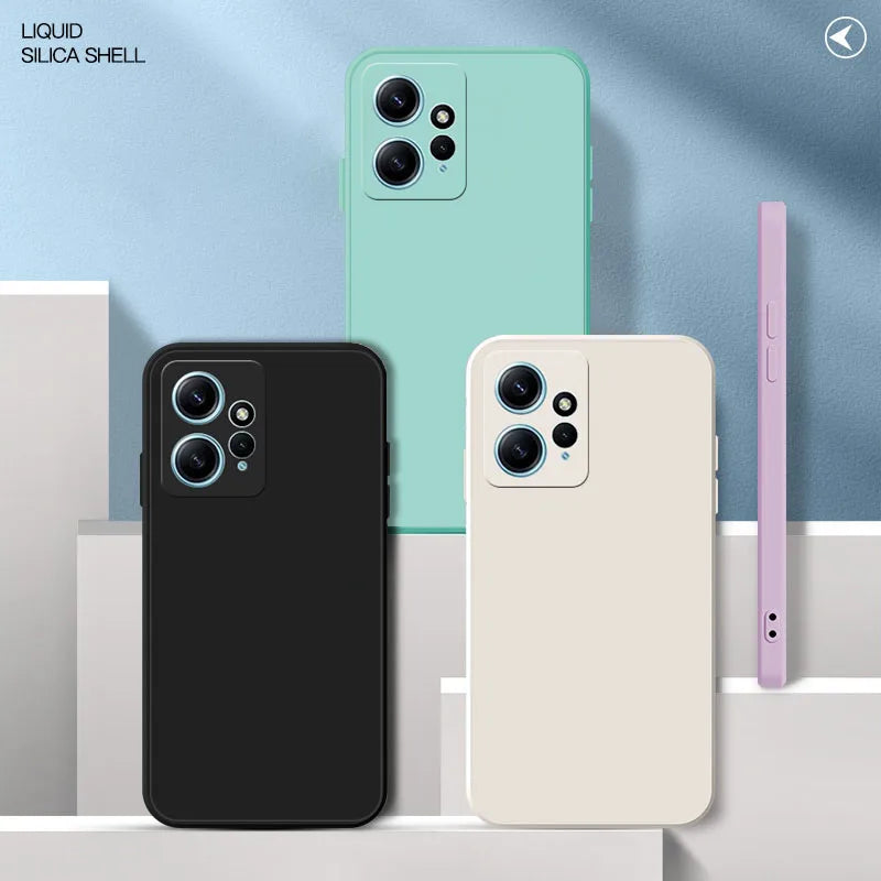 For Xiaomi Redmi Note 12 4G Square Liquid Silicone Phone Case for Xiaomi Redmi Note12 4G Camera Protection Cover Fundas