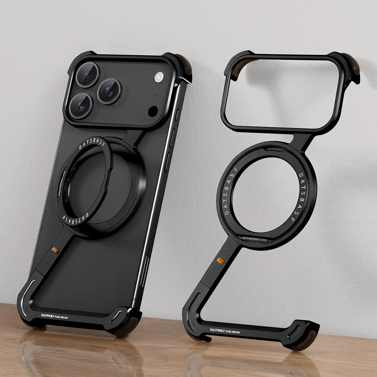 Eary Z Case for iPhone 17 Pro Max Air Phone Case Frameless with 360°Rotation Magnetic Stand Magsafe Shockproof Protective Cover