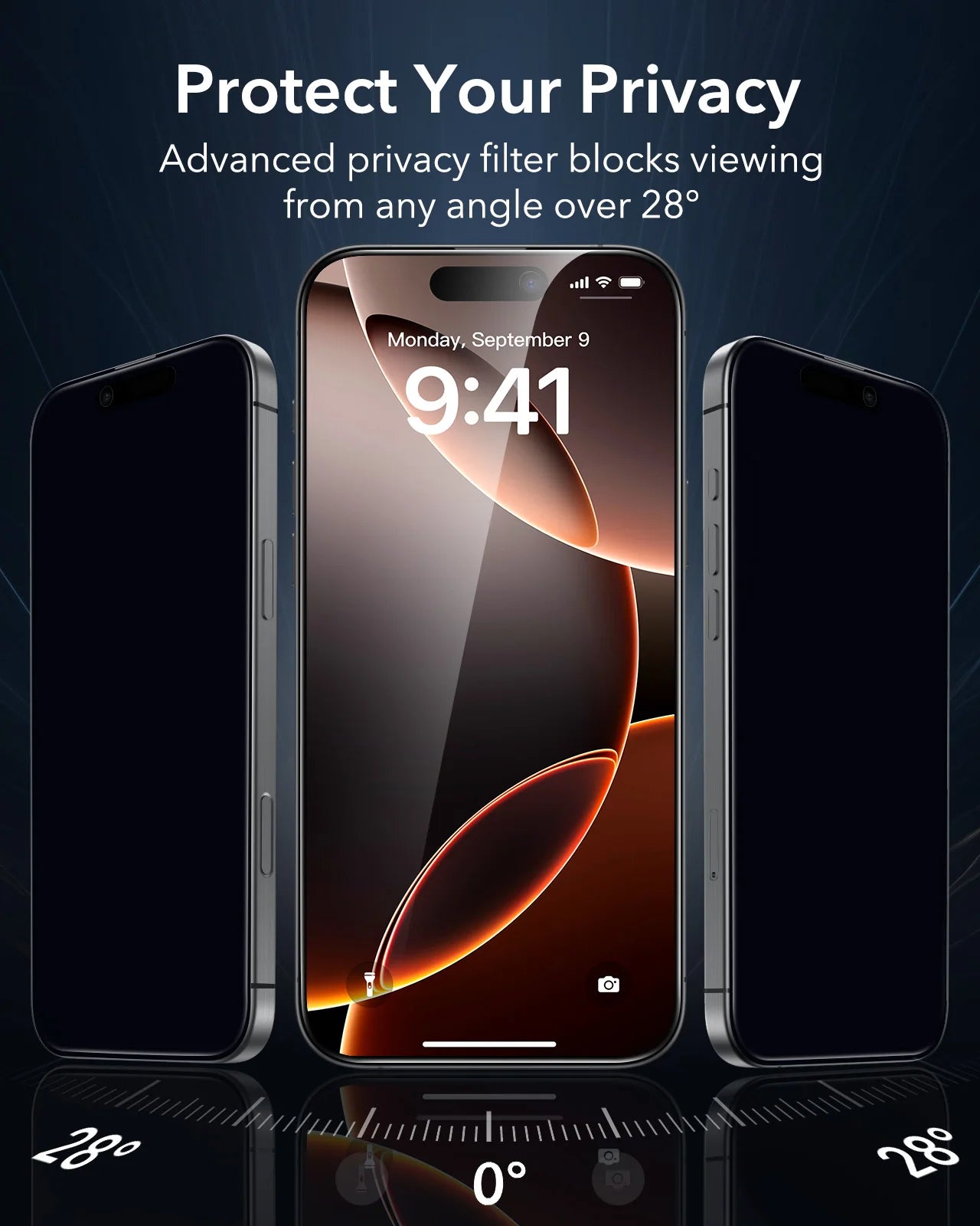 ESR 3 Pack Privacy Screen Protector for iPhone 15/14/16 Pro Max Military Grade Anti-spy Tempered Glass Film iPhone 16e/16 Plus