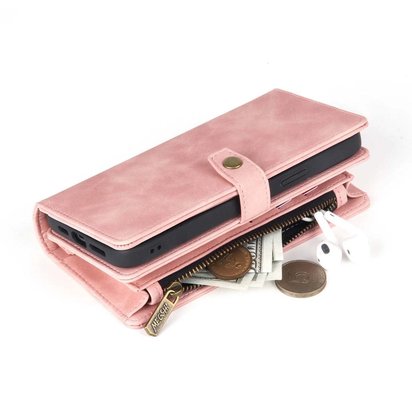 Detachable Magnetic Leather Case For Samsung Galaxy A73 A71 A54 A53 A52 A51 A34 A33 A15 A55 A35 Zipper Wallet Cards Holder Cover