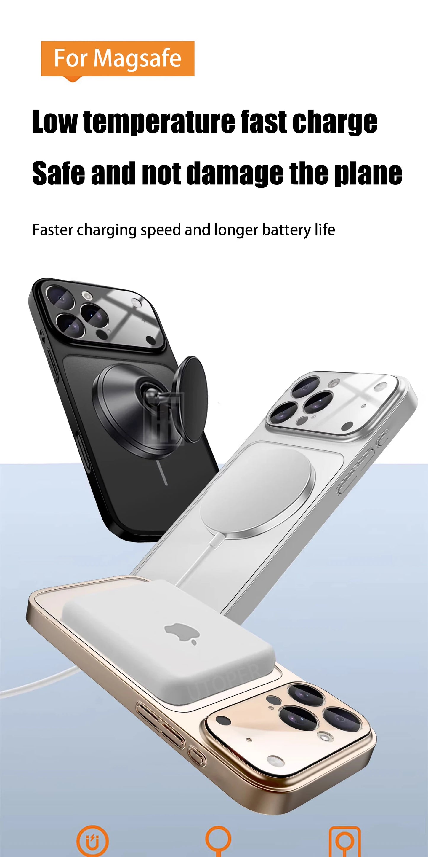 Luxury Large Frame Glass Lens Protect New Phone Case for iPhone 17 Air 16 15 14 13 Pro Max 17 Pro Magsafe Magnetic PC Hard Cover