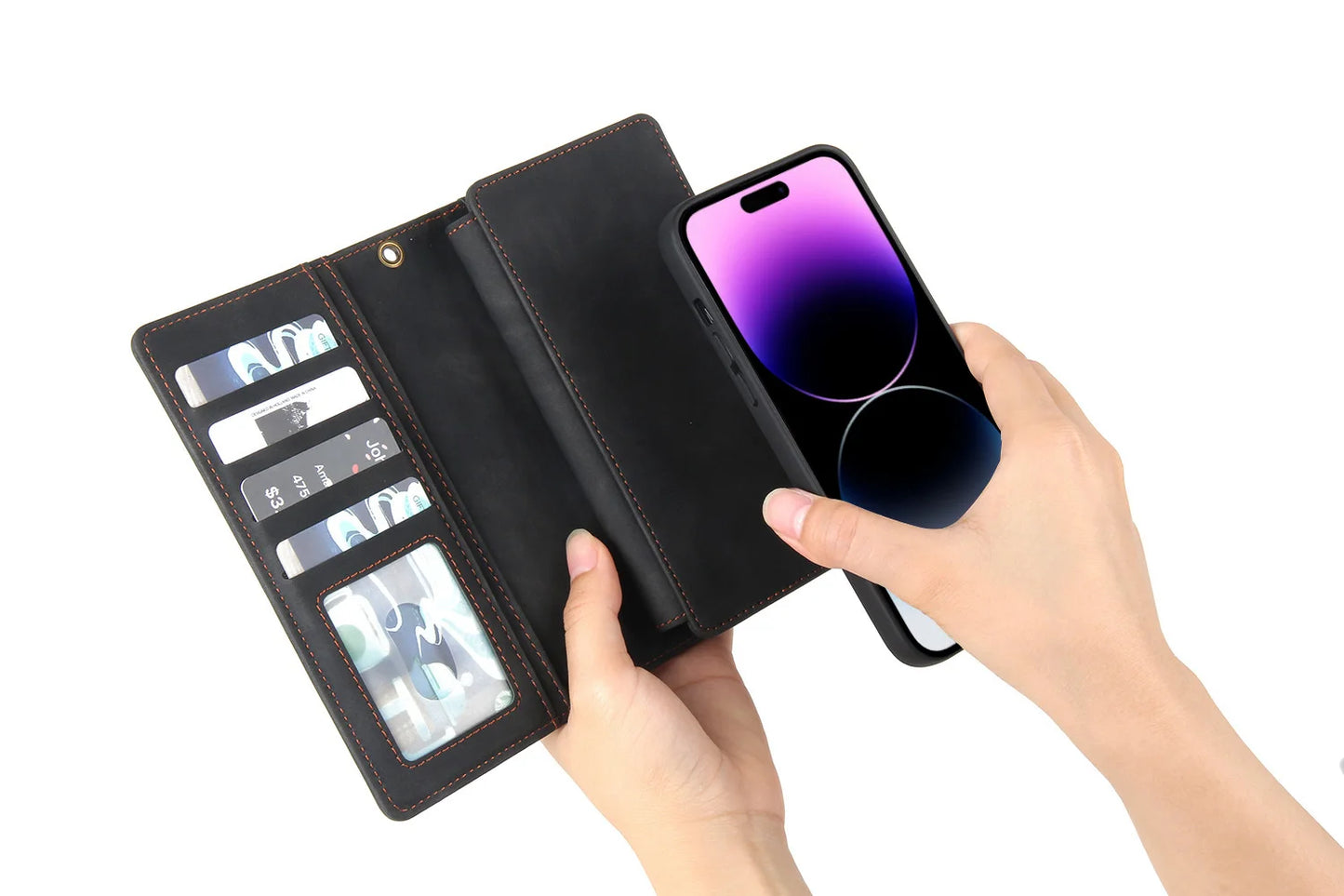 Detachable Magnetic Leather Case For Samsung Galaxy A73 A71 A54 A53 A52 A51 A34 A33 A15 A55 A35 Zipper Wallet Cards Holder Cover