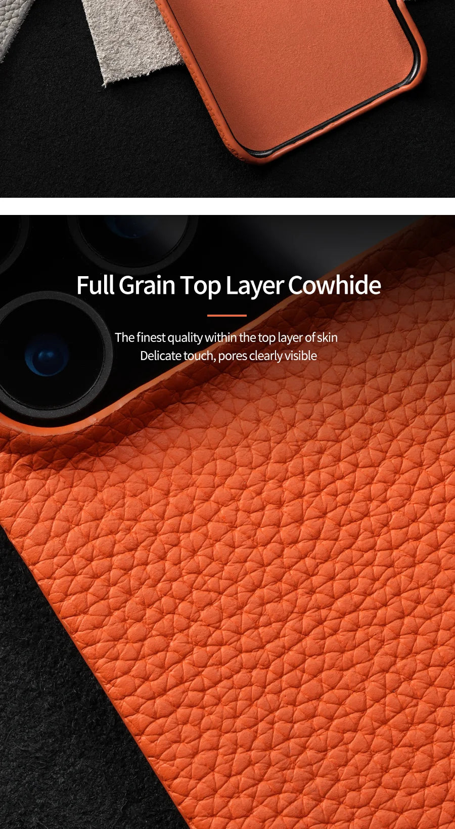 for Magsafe Case for iPhone 17 Air 15 16 Pro Max 17Pro Lychee Natural Cowhide Leather Magnetic Protector Luxury Phone Back Cover