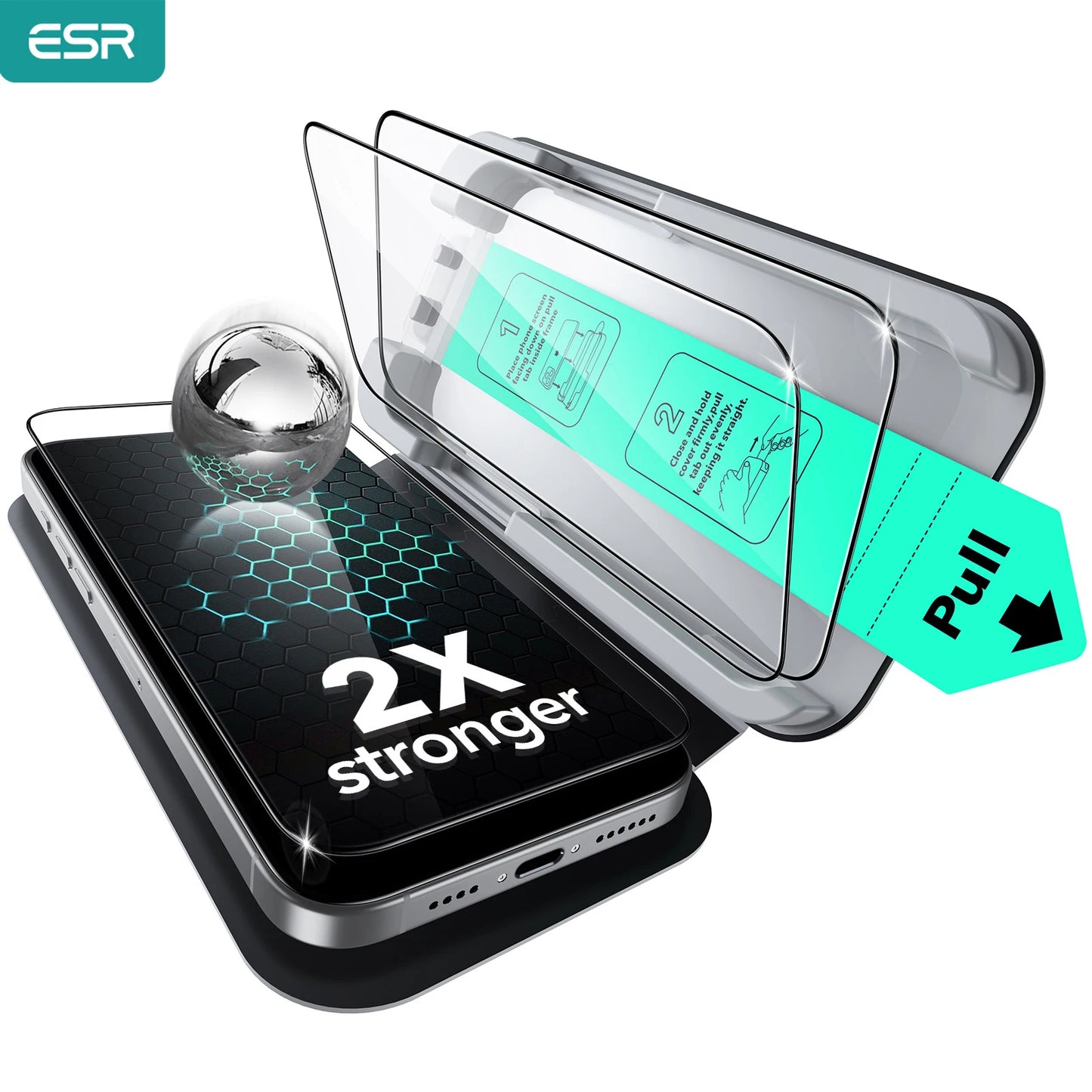 ESR 3 Pack for iPhone 17/16/15/14/13 Pro Max Screen Protector Military-Grade Tempered Glass Film for iPhone 17 Pro Max&17 Air