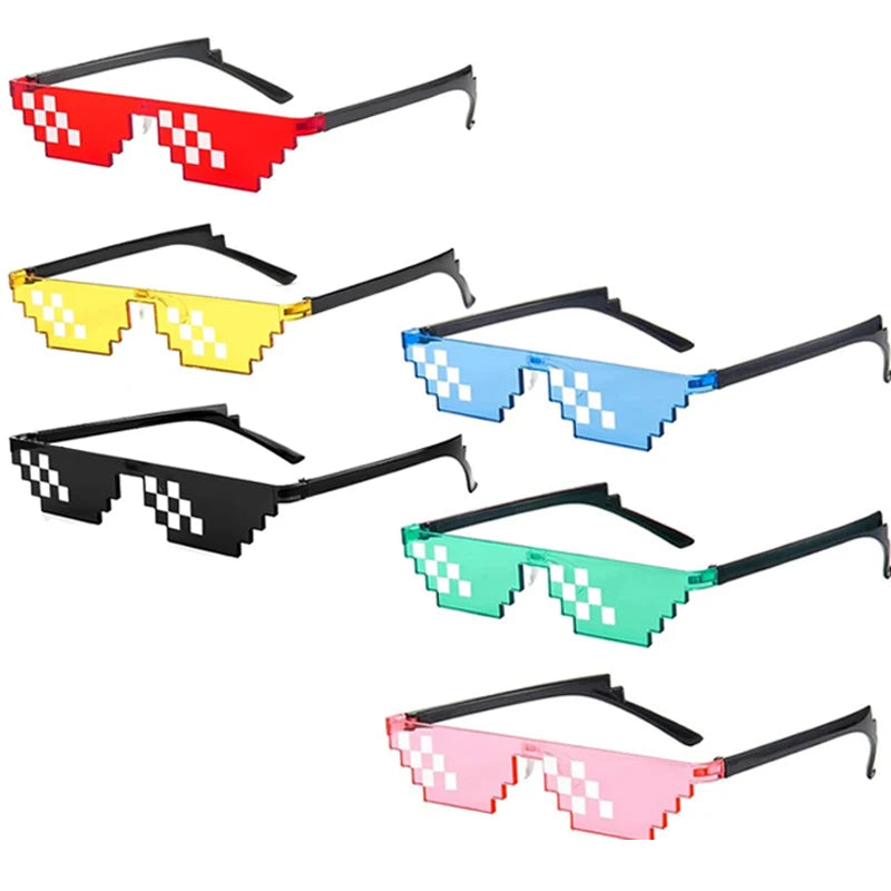 24Pcs Pixel Theme Party Favors 12 Pairs Pixelated Sunglasses and 12 Silicone Bracelets Birthday decoration party supplies Gift