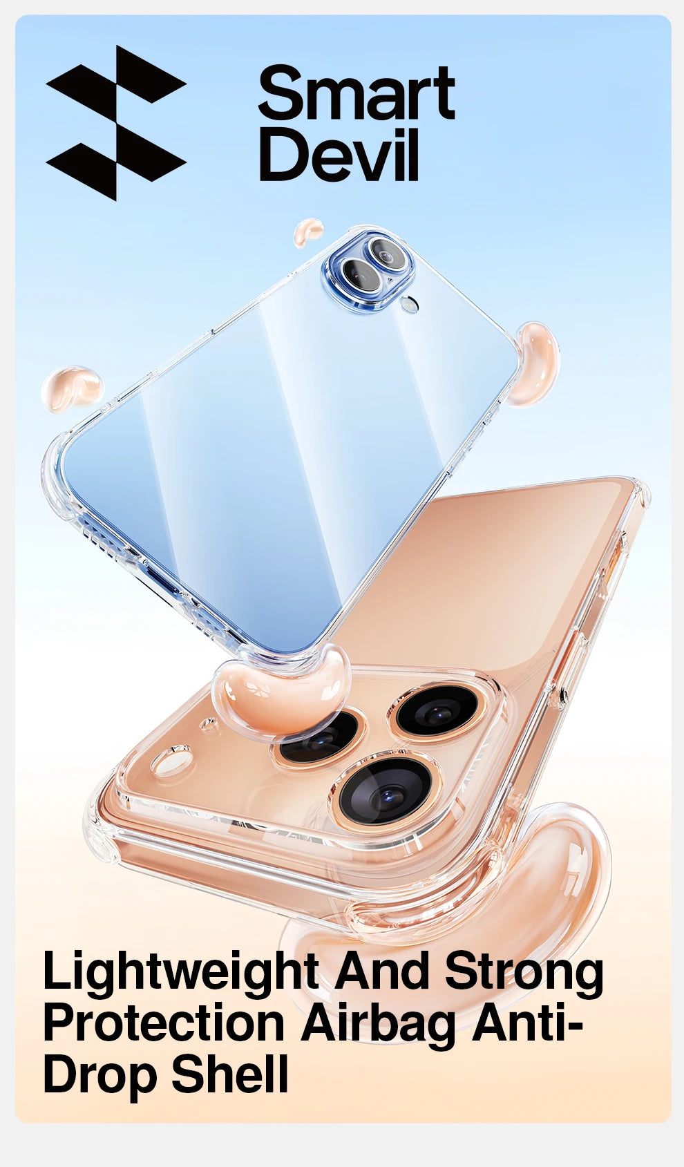 SmartDevil Transparent Phone Case for iPhone 17 Pro Max 17 Pro 16 Soft Back Cover Airbag Shell for iPhone Air Anti-drop