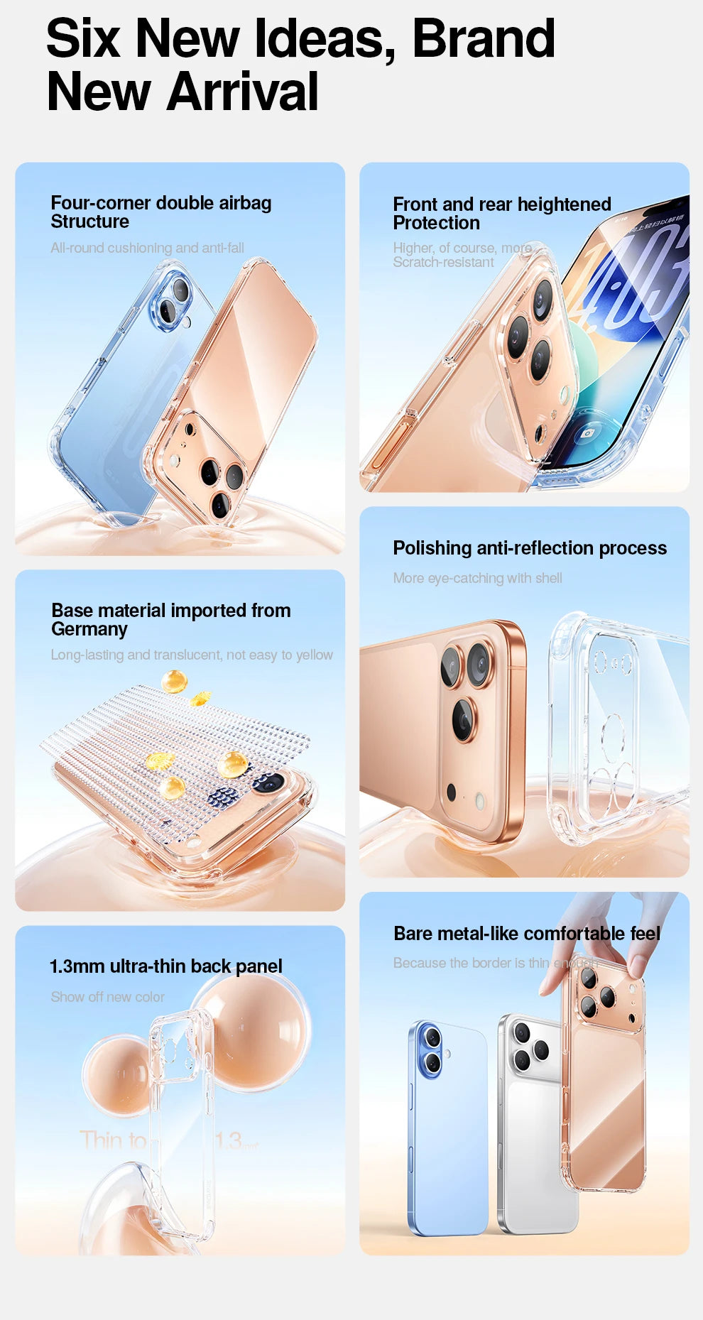 SmartDevil Transparent Phone Case for iPhone 17 Pro Max 17 Pro 16 Soft Back Cover Airbag Shell for iPhone Air Anti-drop