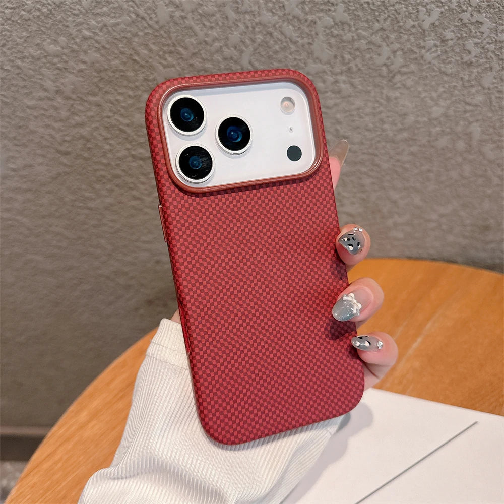 For Magsafe Magnetic Wireless Charging Luxury Solid Color Carbon Fiber Phone Case For iPhone 17 Pro Max 17 Air Bumper Back Cover