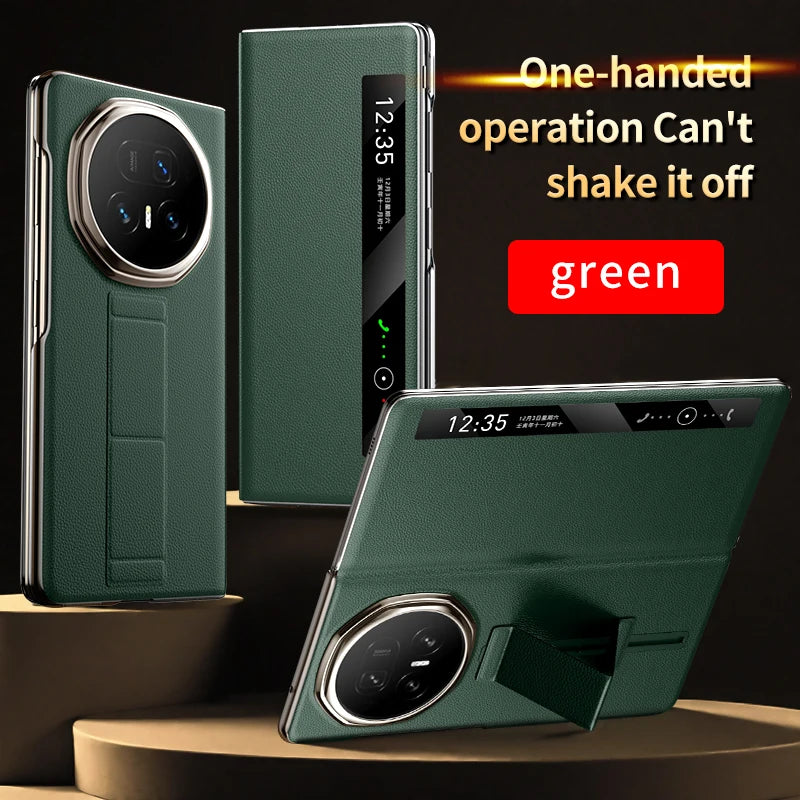 LANGSIDI Smart Flip Phone Case for Honor Magic V5 Magnetic Wrist Strap Slidable Stand Kickstand Luxuxy Leather Cover