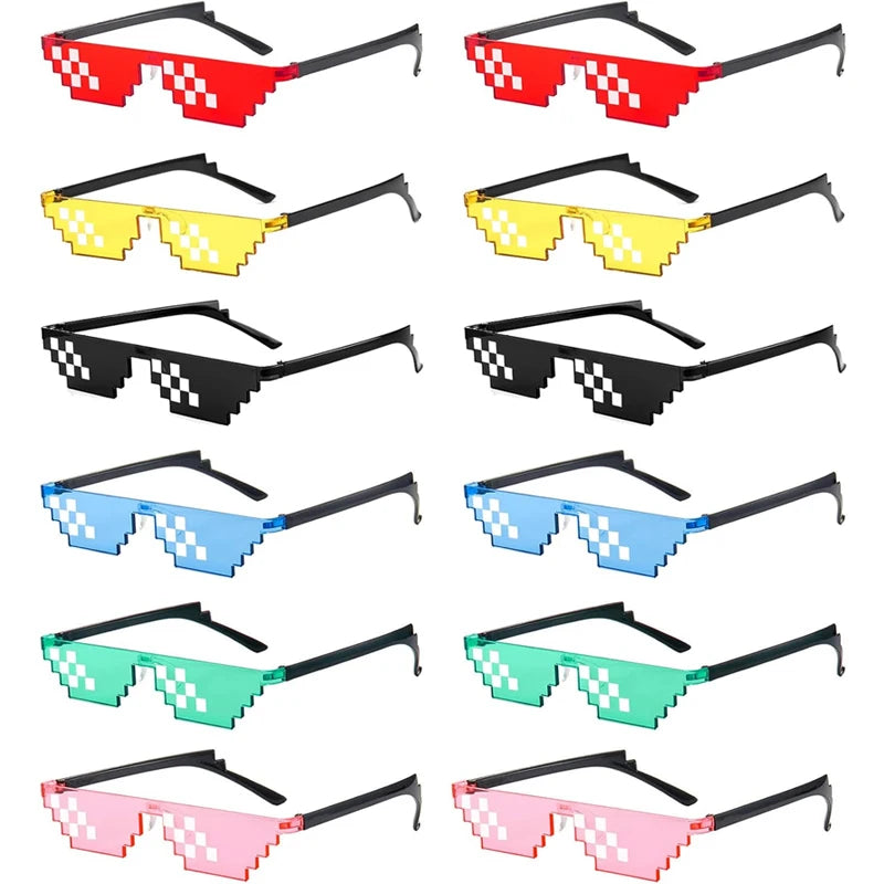 24Pcs Pixel Theme Party Favors 12 Pairs Pixelated Sunglasses and 12 Silicone Bracelets Birthday decoration party supplies Gift