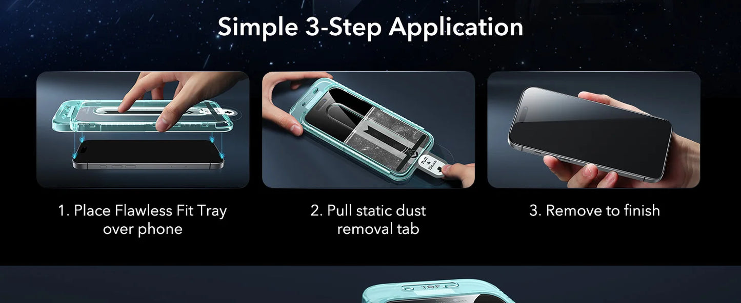 ESR 3 Pack for iPhone 16/15/14/13 Pro Max Screen Protector Full Cover Anti-Peek HD Tempered Glass Screen Film For iphone 16 Plus