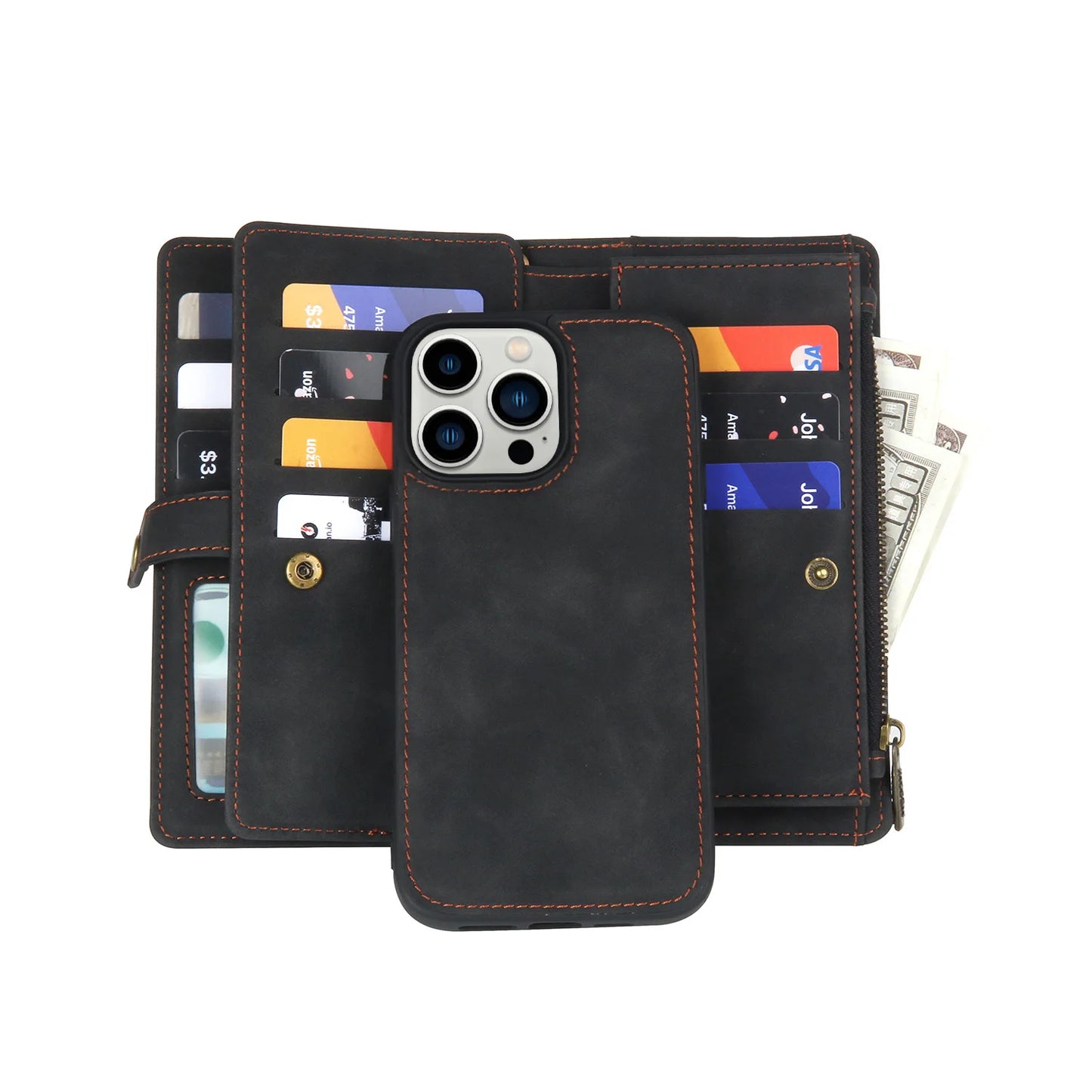 Detachable Magnetic Leather Case For Samsung Galaxy A73 A71 A54 A53 A52 A51 A34 A33 A15 A55 A35 Zipper Wallet Cards Holder Cover