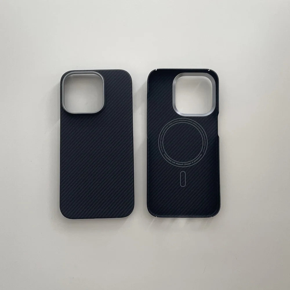 Aramid Carbon Fiber Magnetic Case for iPhone 16 17 Pro Max Cases Kevlar Fiber Cover for 16 Pro 15 Pro Max Aramid Carbon Funda