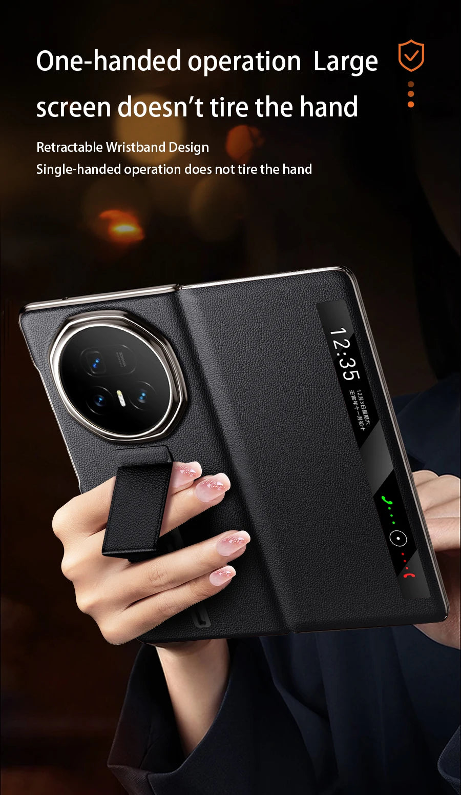 LANGSIDI Smart Flip Phone Case for Honor Magic V5 Magnetic Wrist Strap Slidable Stand Kickstand Luxuxy Leather Cover