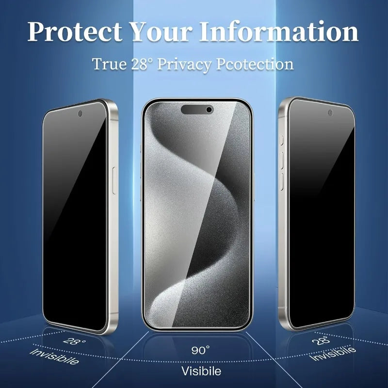 4Pcs Full Coverage Tempered Glass Privacy Screen Protector For IPhone 17 16 15 Pro Max 16e 14 13 12 11 Pro Mini XR XS Max Glass