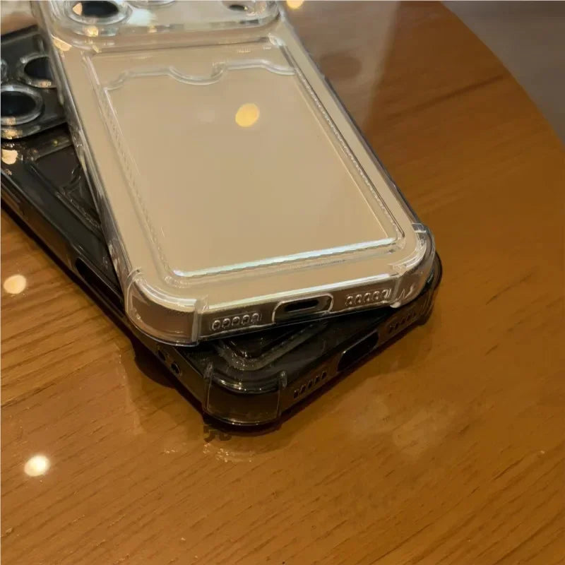 Shockproof Card Slot Holder Pocket Phone Case For iPhone 17 13 12 11 Pro Max 17 Air Clear Cases For iPhone 16 15 14 Plus Cover