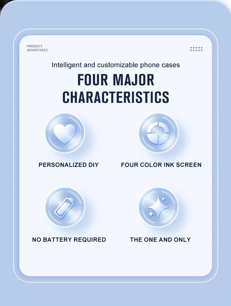 2.53 inches E-ink phone case photos Display Wireless transmission DIY screen for iphone 16/15/14/13 Round Support Magsafe