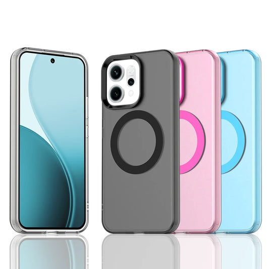 Magnetic Wireless Charging Case For OPPO Reno 14F 14 Pro Reno14 F 5G Cover Candy Colors Transparent Back Shell Fundas Coque