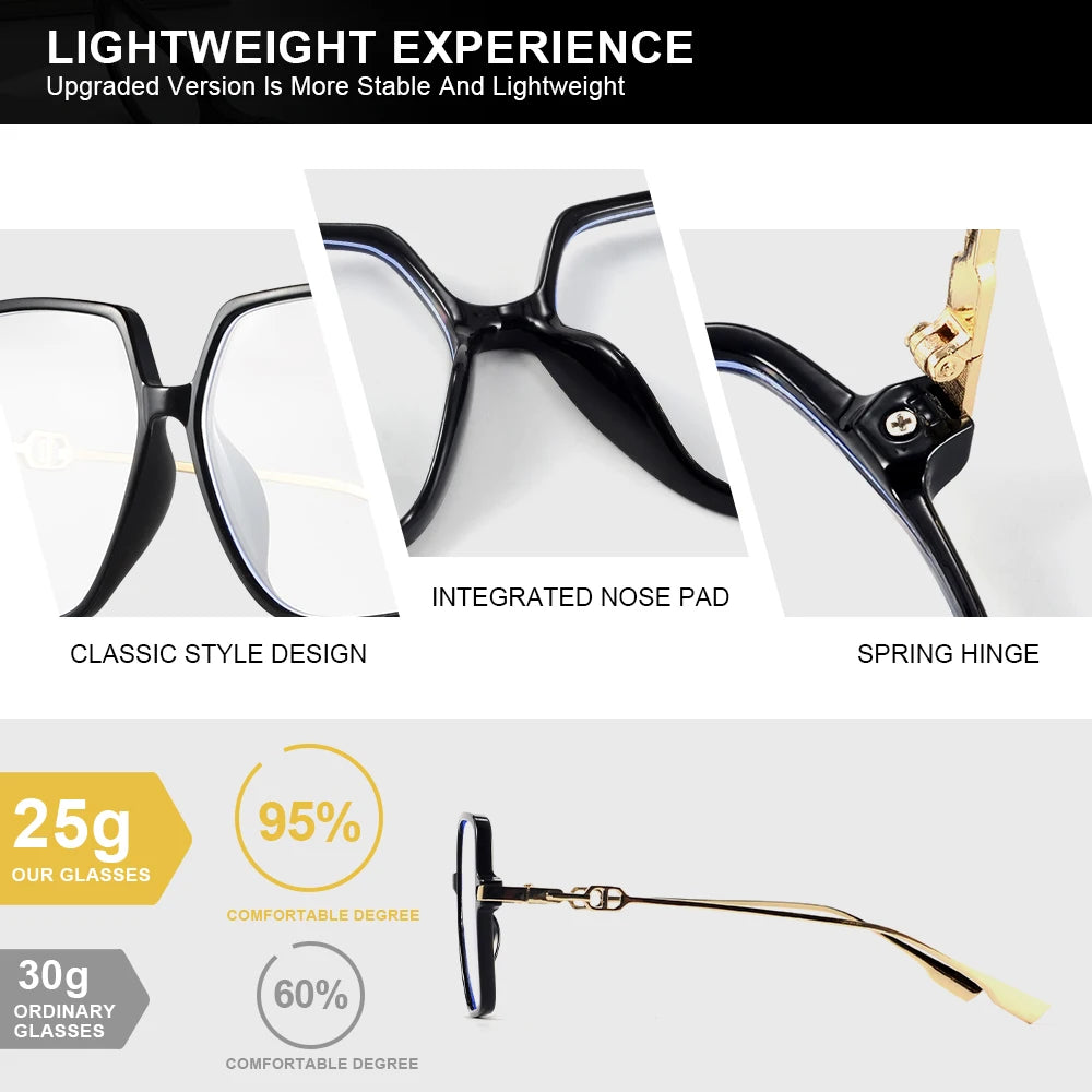 CRIXALIS Luxury Prescription Custom Glasses Women Oversized Reading Spectacle Frames Anti Blue Light Photochromic Lenses UV400