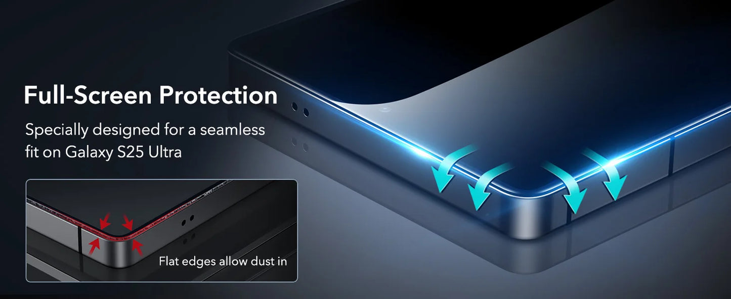 ESR for Samsung S25 Ultra Screen Protector 3pcs HD Tempered Glass Film with Easy Installation Frame for Galaxy S25 Ultra