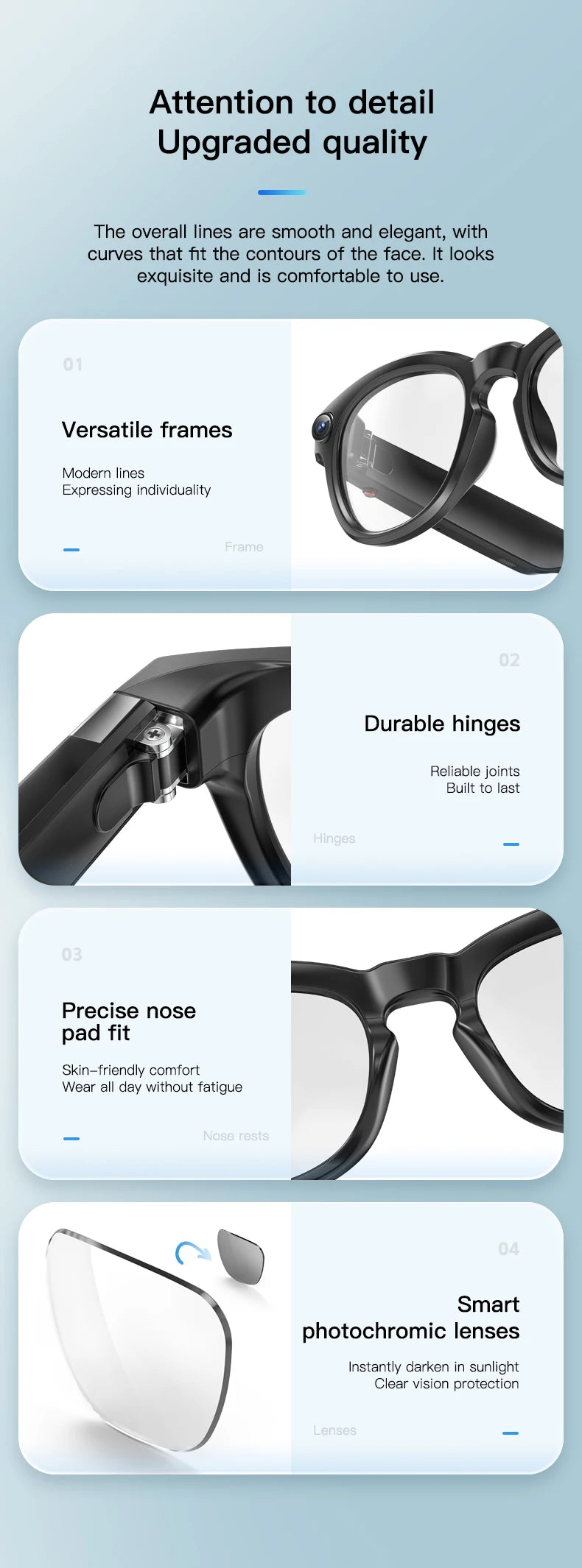 LIGE AI Smart Glasses 4K HD Camera 32GB Memory BT Call Voice Assistant Translate Touch Control Music Player sunglasses Men Women