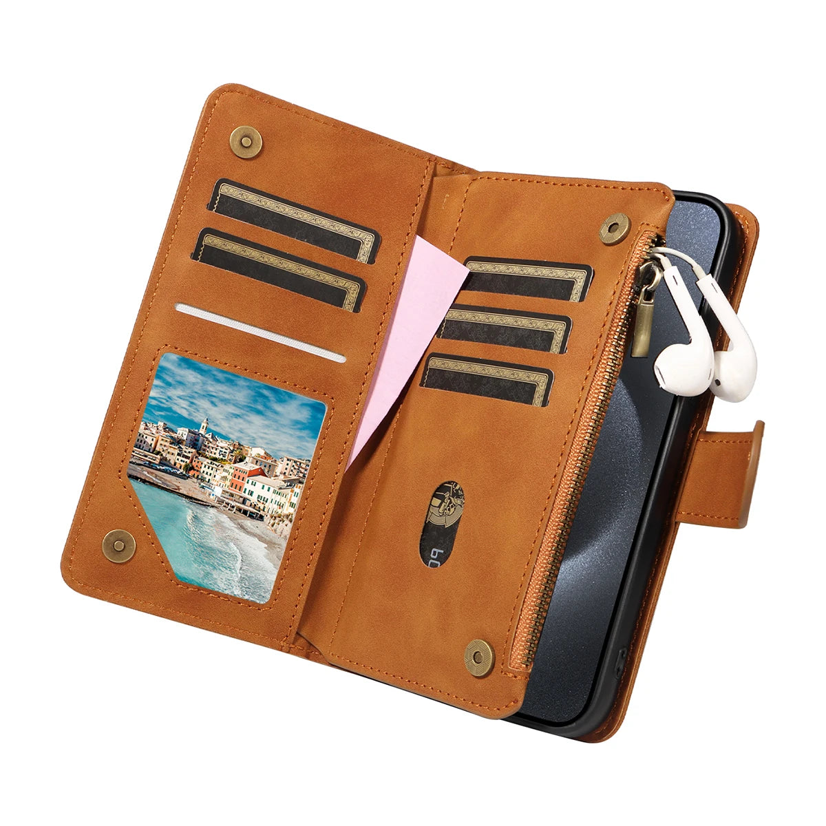 Skin Friendly Leather Phone Case for Xiaomi POCO X3 X5 C3 M2 M5S 11T 11Lite 12 12T 13Lite14 with Card Slots Zipper Wallet Cover