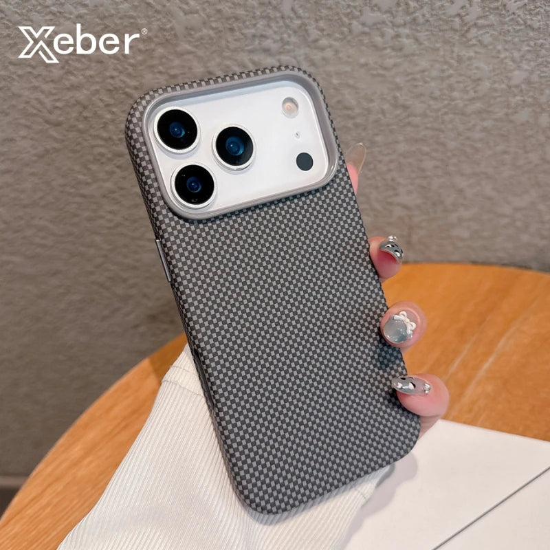 For Magsafe Magnetic Wireless Charging Luxury Solid Color Carbon Fiber Phone Case For iPhone 17 Pro Max 17 Air Bumper Back Cover