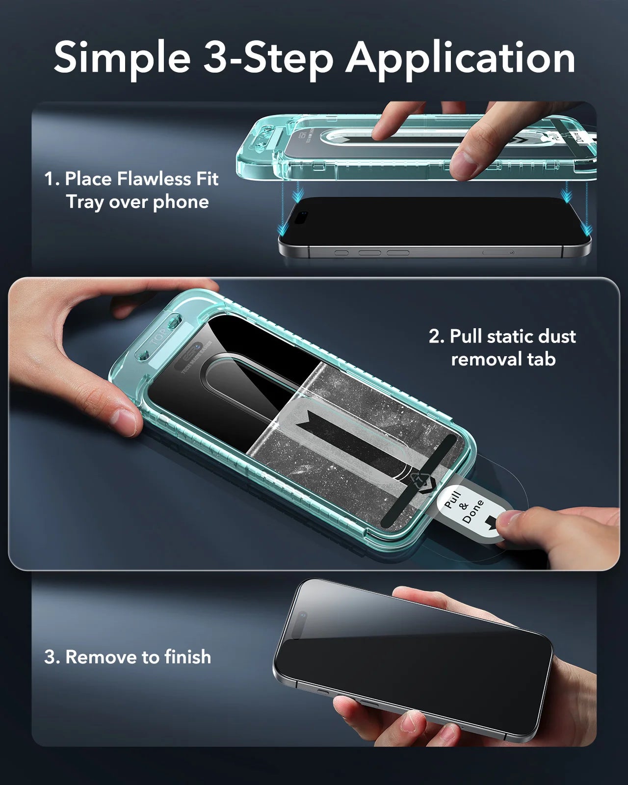 ESR 3 Pack for iPhone 16/15/14/13 Pro Max Screen Protector Full Cover Anti-Peek HD Tempered Glass Screen Film For iphone 16 Plus