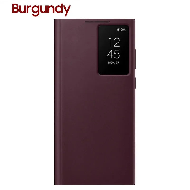 Original Smart View Wallet Flip Case For Samsung Galaxy S22Ultra SM-S908B Smart View Phone Case Cover（EF-ZS908)