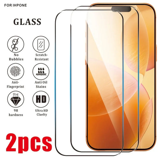 2Pack Transparent Tempered Glass Screen Protector for IPhone 17 16 Pro Max 16e 15 14 Plus 13 12 11 Pro Mini XR XS Max Glass Film