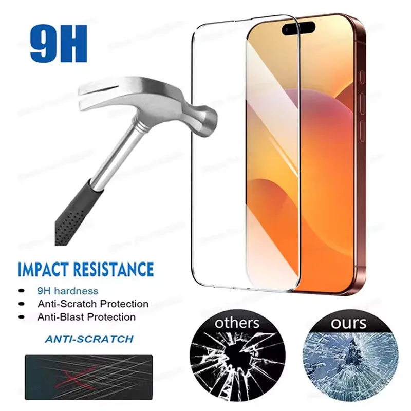 5PCS Screen Protector for IPhone 17 13 11 12 14 15 16 Pro Max 13 Mini Tempered Glass for IPhone 7 8 14 15 16 Plus X XR XS MAX SE