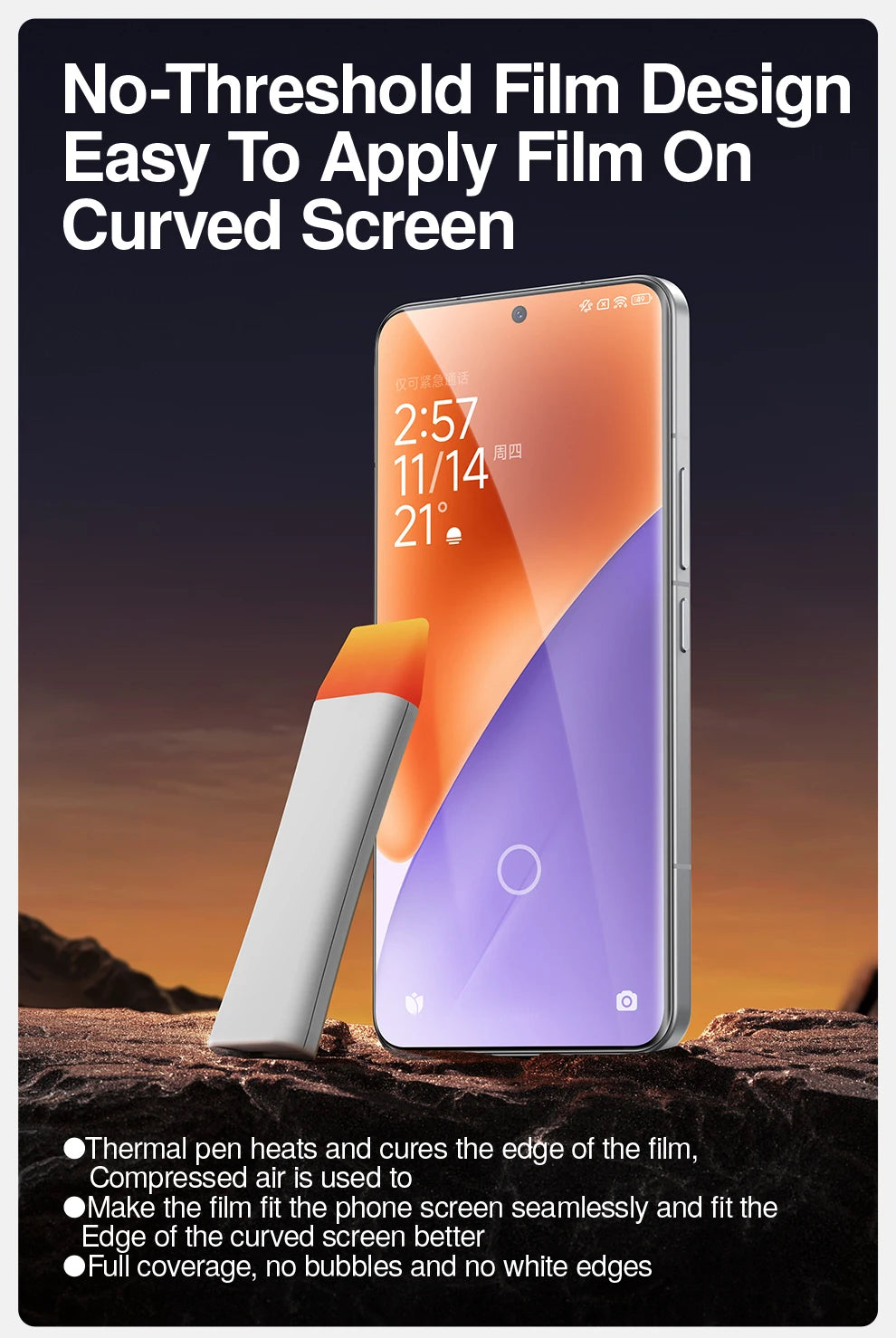 SmartDevil Heat sensitive Screen Protector For Xiaomi 15 15Pro Full Screen Soft Film For 15ultra 14 Pro Curved Screen