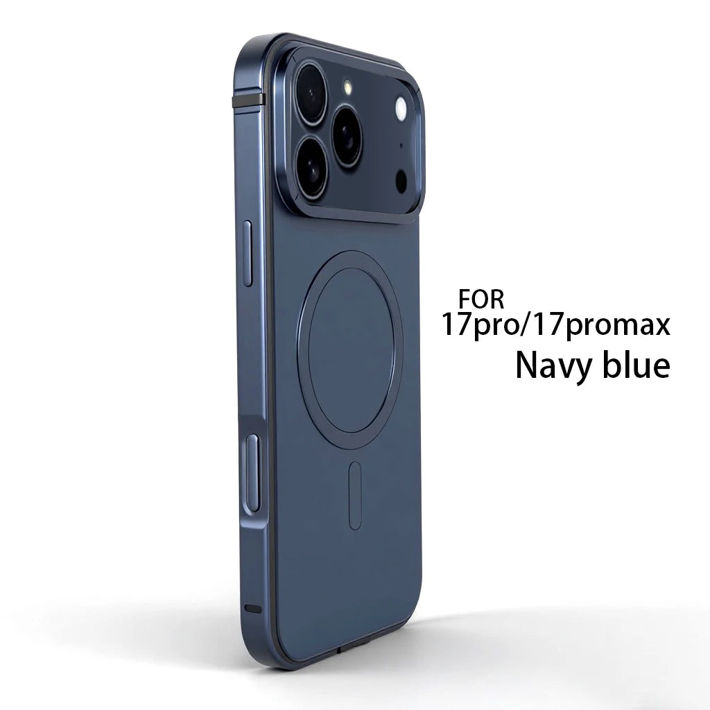 High End Magnetic Original Color Backplate Phone Case, For IPhone 17 Pro 17 Promax Metal Frame Anti Drop Protection Hard Case