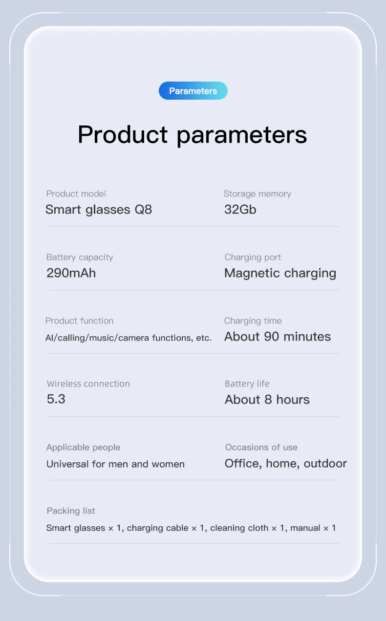 LIGE AI Smart Glasses 4K HD Camera 32GB Memory BT Call Voice Assistant Translate Touch Control Music Player sunglasses Men Women