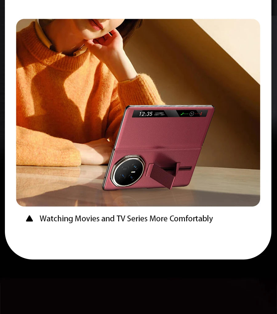 LANGSIDI Smart Flip Phone Case for Honor Magic V5 Magnetic Wrist Strap Slidable Stand Kickstand Luxuxy Leather Cover