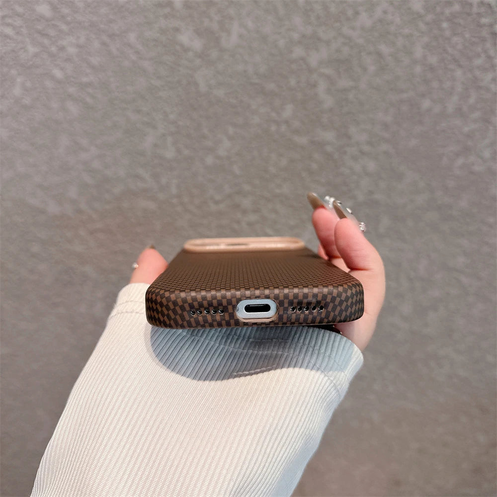 For Magsafe Magnetic Wireless Charging Luxury Solid Color Carbon Fiber Phone Case For iPhone 17 Pro Max 17 Air Bumper Back Cover