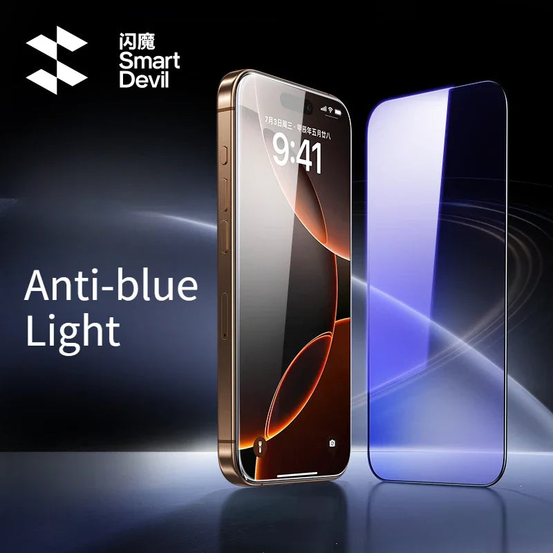 SmartDevil Full Cover Tempered Glass for iPhone 17 17Pro Max 16ProMax 16Pro Screen Protector for iPhone 15Pro HD Anti-blue Light