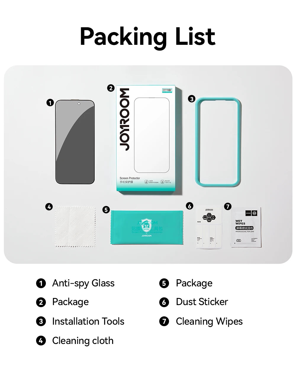 Joyroom 1/2Pcs Anti-spy Glass For iPhone 16 15 Pro Max Glass For iPhone 16 15 14 13 12 Pro Max Privacy Screen Protector Film