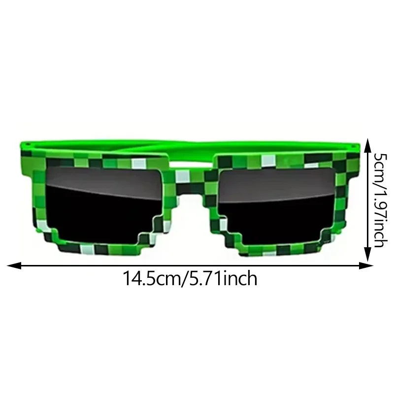 24Pcs Pixel Theme Party Favors 12 Pairs Pixelated Sunglasses and 12 Silicone Bracelets Birthday decoration party supplies Gift